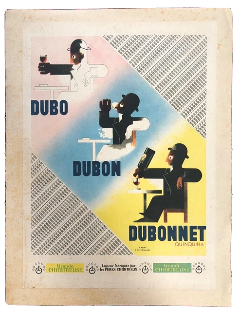 Affiche Originale Dubonnet d'après Cassandre - 1932 - Grande Chartreuse