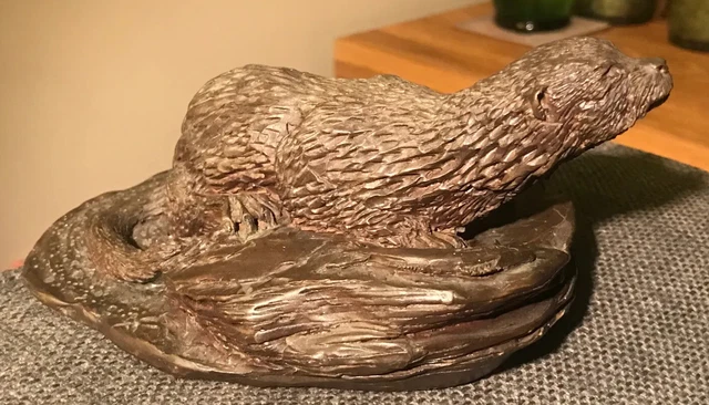 Heredities - Cold Cast Bronze Sculpture of an Otter. Sculpted/Signed W Elphick