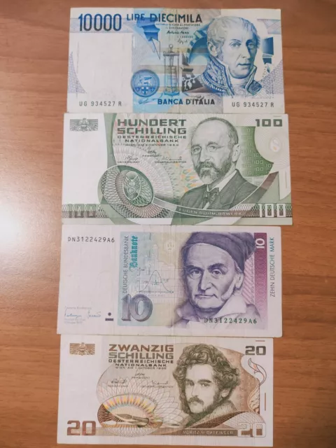 banconote europee pre-euro lotto Di 4 Italia Austria Germania
