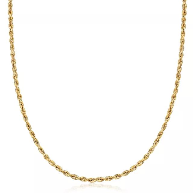 18 Karat Gelbgold 2 mm diamantgeschliffene Seilkette - Unisex ALLE Größen