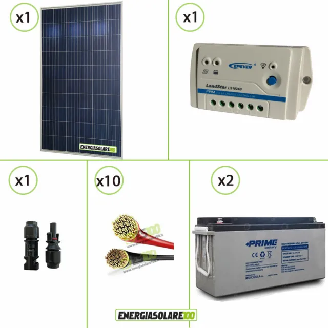 Kit solaranlage Photovoltaik Solarmodul 280W 24V Laderegler 10A PWM Batterie AGM