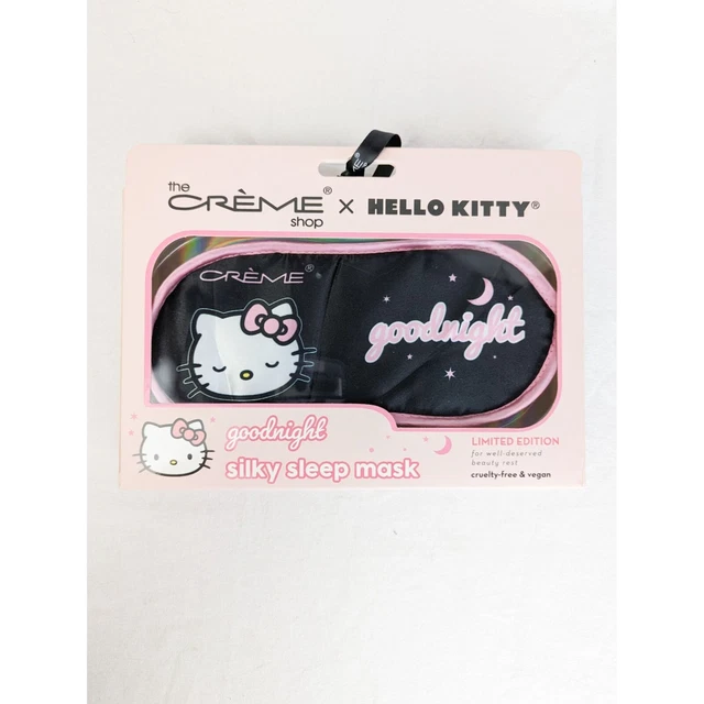 Máscara de ojos The Creme Shop Hello Kitty negra satinada rosa buenas noches para dormir