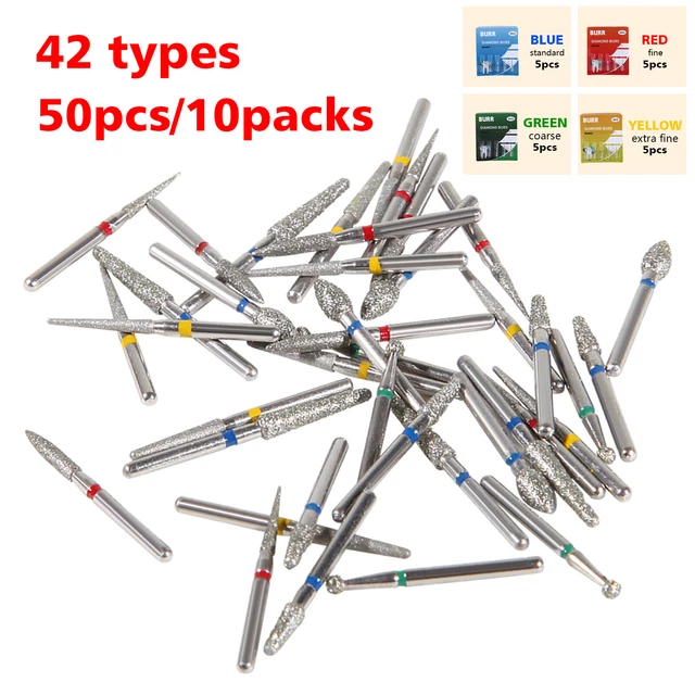 50* Dental Diamond Burs FG 1.6mm fit High Speed Handpiece turbine NEW