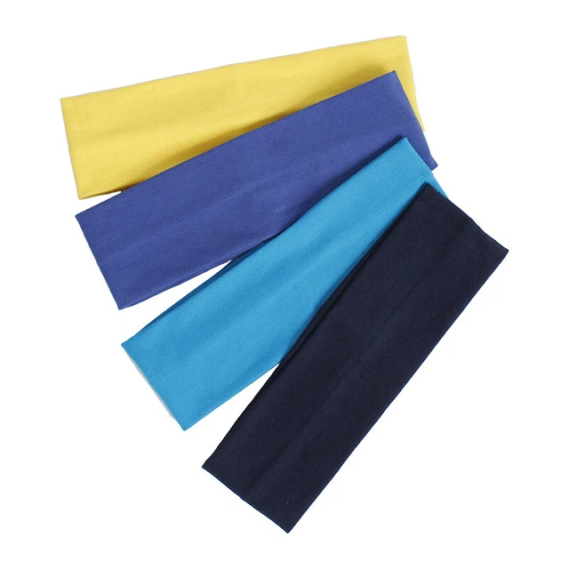 Solid Color Wide Turban Sport Sweatband Cotton Headband Elastic Hair Band Simple