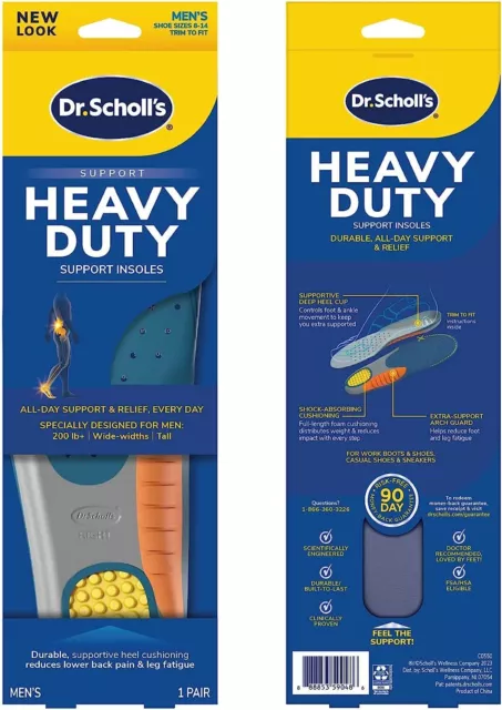 Orthotic Insoles - Pain Relief, Heavy Duty Support, Men 8-14 2