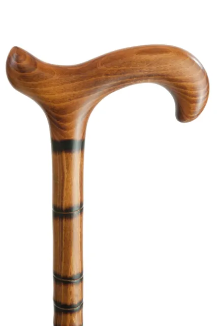 ladies Beech Scorched Ringed Derby Walking Stick
