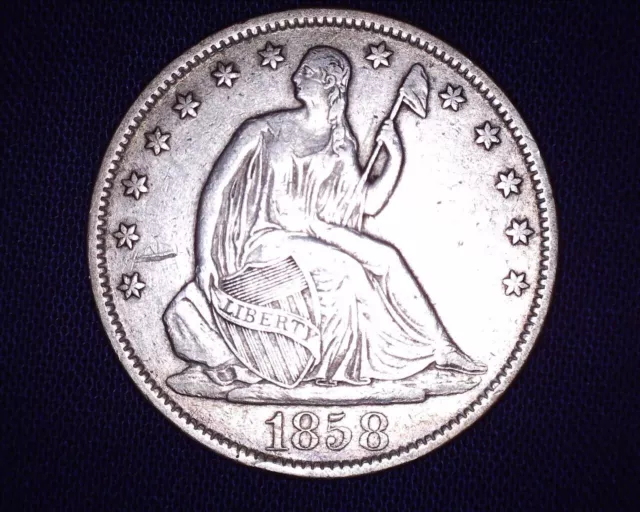 Very Nice 1858 O  Seated Liberty Half Dollar Great Detail V-1 Resumed # S175