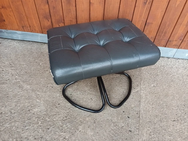 Hocker Leder Vintage 60er Fußhocker Retro Ottomane Pouf Westnofa Ära Denmark A5