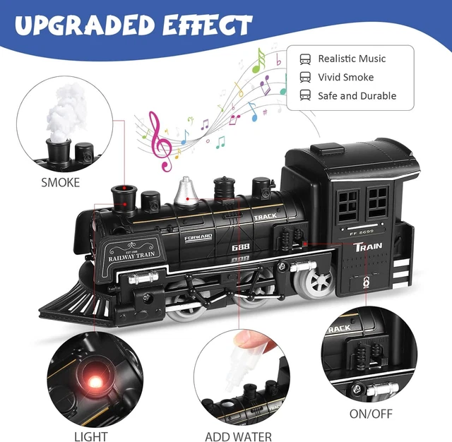  Foto zu ELEKTRISCHER ZUG SET Eisenbahn Schienen Spielzeug mit Dampflokomotive 