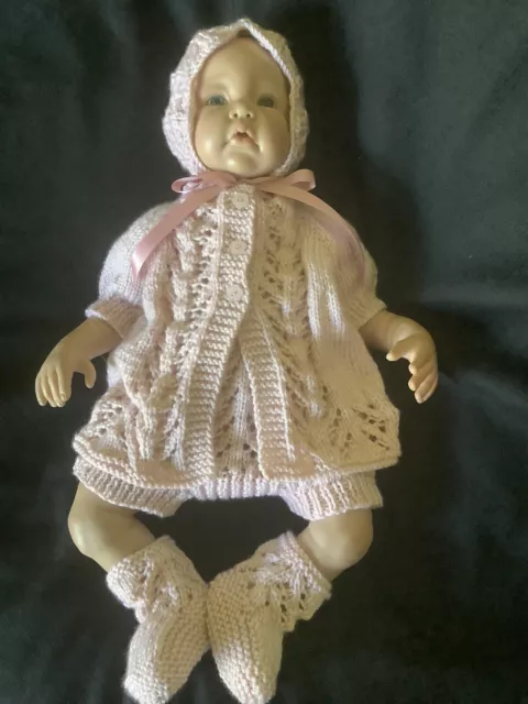 Beautiful Hand Knitted Cardigan And Bloomers Set 19 - 20” Reborn
