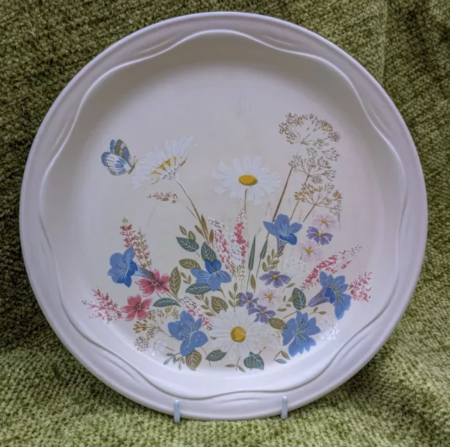 Vintage Poole Pottery Springtime Dinner Plate Meadow Flowers Blue Butterfly  A