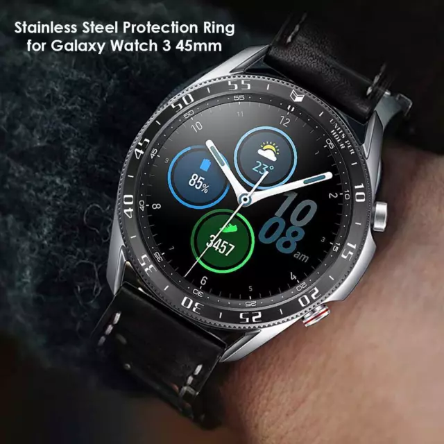 Stainless Steel Bezel Ring for Galaxy Watch 3 45mm (Black+Silver) #F