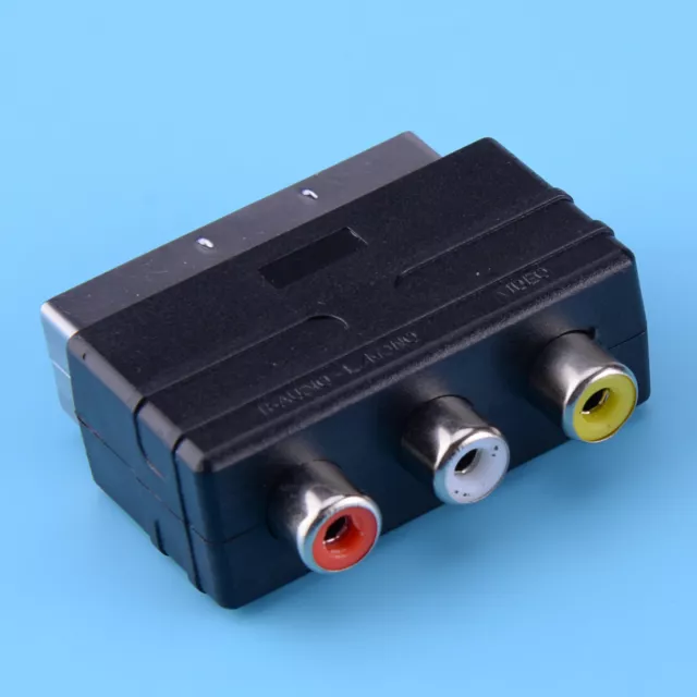 RGB Scart Plug Male to 3 RCA Female A/V Converter Adaptor Fit DVD TV VCRs BS Nm