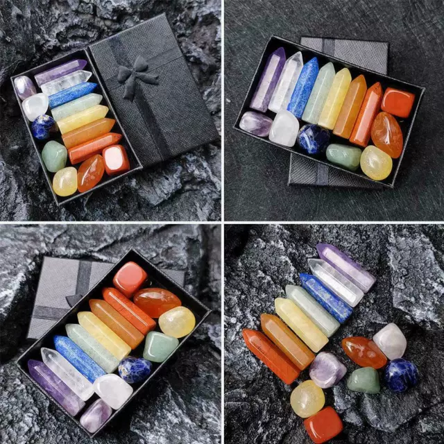 Chakra Natural Gem Stone Set Single Point Healing Wand Reiki Quartz Crystal