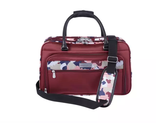 Samantha Brown Carry-All Travel Bag BURGUNDY GEO CAMO  nwt