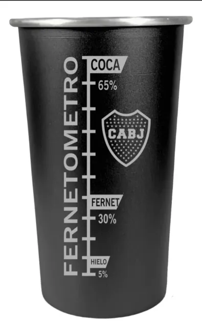 Vaso Fernet Cerveza. 1 lt. Argentina. AFA/Messi /Boca Jrs./River Plate.Aluminio