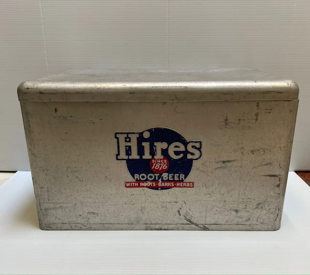 Vintage 1960s - Hires Root Beer Metal Cooler *Nice Paint* (22in x 12in x 13in)