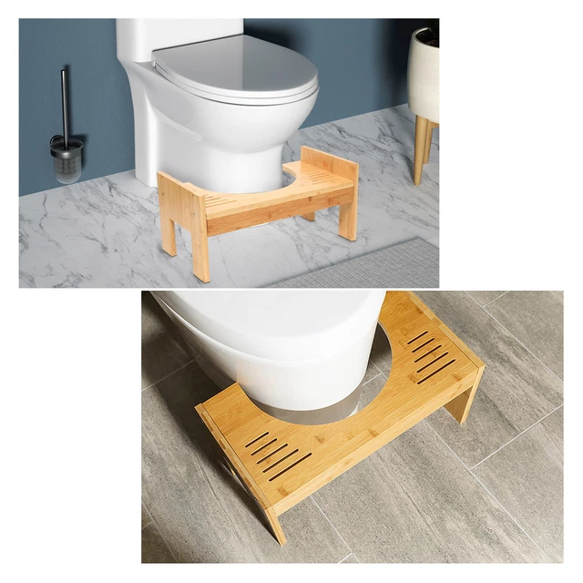 Taburete de inodoro de bambú silla de inodoro estribo reposapiés altura ajustable