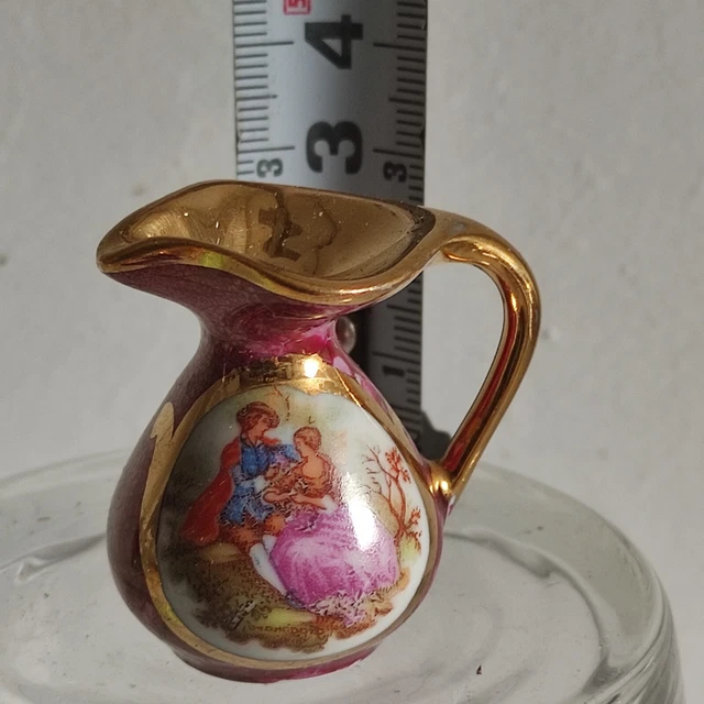 Vase Miniature En Porcelaine De Limoges, 10 Cm De Haut, Multicolore, Occasion Bon état