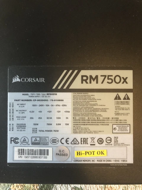Corsair Alimentatore Modulare RM 750X 750W 80 Plus Gold Sleeve Rossi