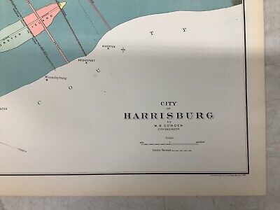1901 Colored Map Of Harrisburg Atlas Of The State Of Pennsylvania 19 x 27” 2