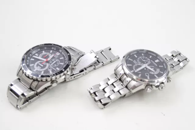 Mens Citizen Eco Drive Chronograph Wristwatches Solar Powered Untested x 2