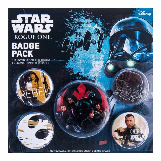 Official Licensed - Star Wars Rogue One - Badge Pack Of 5 - Rebel Chirrut