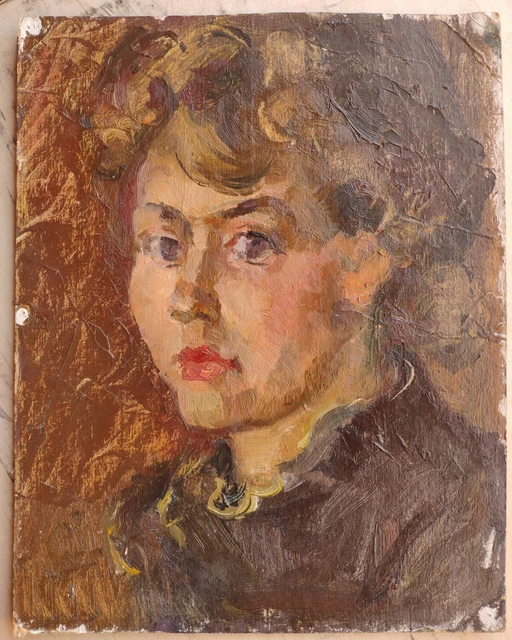 UKRAINIAN SOVIET OIL Painting impressionism female portrait woman girl ...