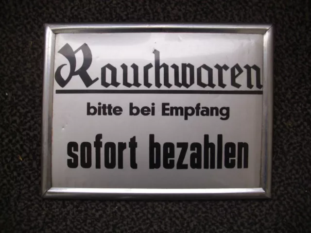 Altes Imoglasschild, Blechschild, kein Emailschild Rauchwaren.