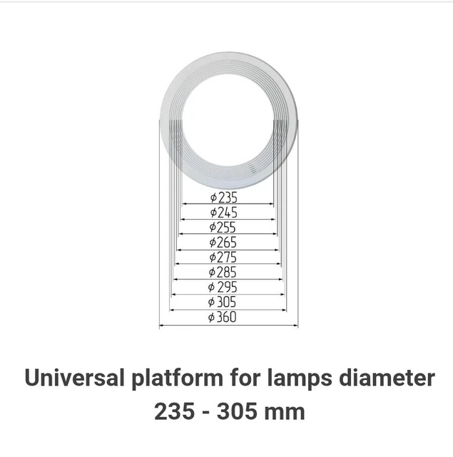 Universal Plattform für Lampen Durchmesser