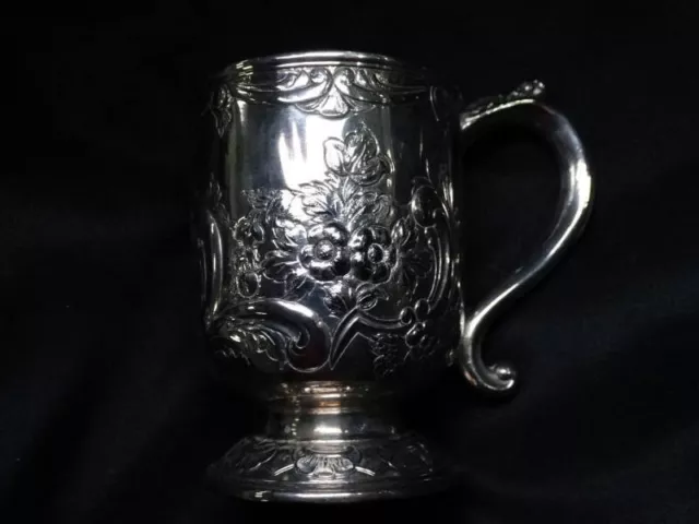 Exquisite Vintage English Silverplate Fancy Floral Design Drinking Cup #6500 3