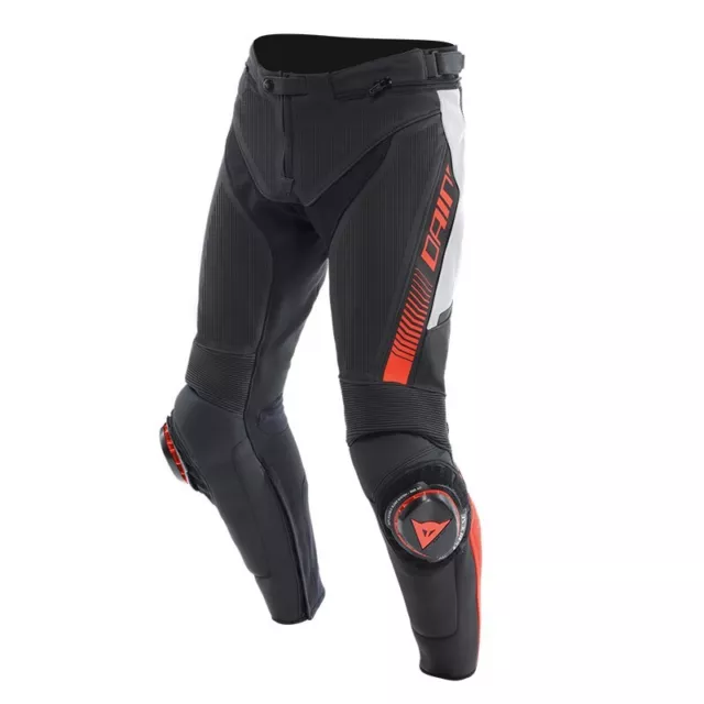 Dainese Pantaloni Pelle Super Speed Forati Nero Rosso Bianco Tg.50
