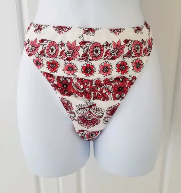 Womens bikini bottom size XL white pink red low rise new