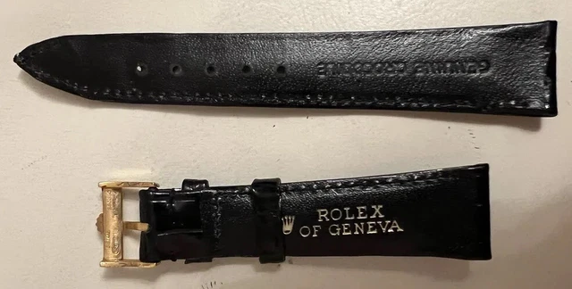 ROLEX CINTURINO E Fibbia Placcata oro Coccodrillo ANSA 19mm