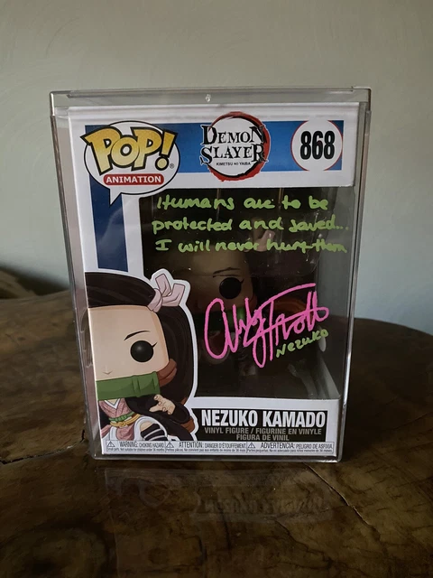 Funko Pop! Demon Slayer Nezuko #686 Signed Abby Trott w/ Quote & JSA + Protecter
