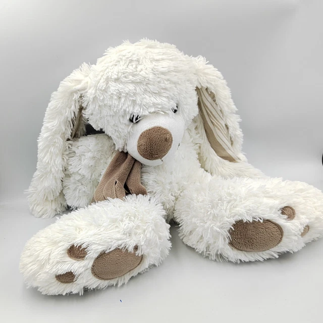 Grand Doudou peluche lapin blanc beige ENESCO - 33105