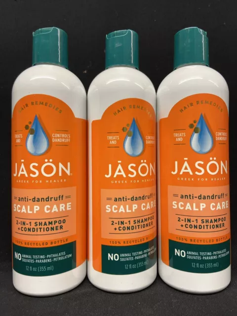 3 jason anti-dandruff 2 in 1 shampoo & conditioner 12oz ea