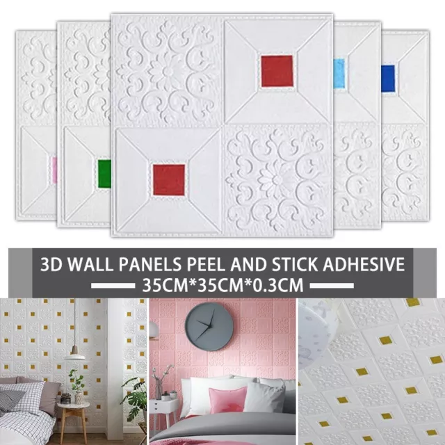 20 Panels 3D Foam Self-adhesive Wallpaper Ceiling Wall Sticker DIY Home  Decor