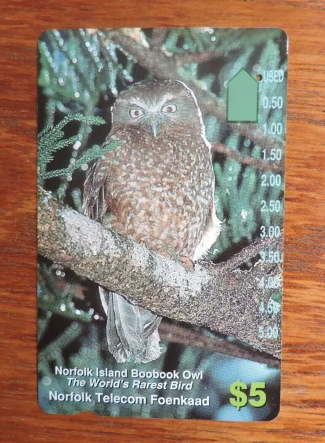 Norfolk Island Bird - Boobook Owl Magnetic Phonecard  No Value Collectors Item