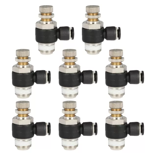8Pcs Air Flow Speed Control Valve Connector Tube Hose Pneumatic Push In Fitting 2