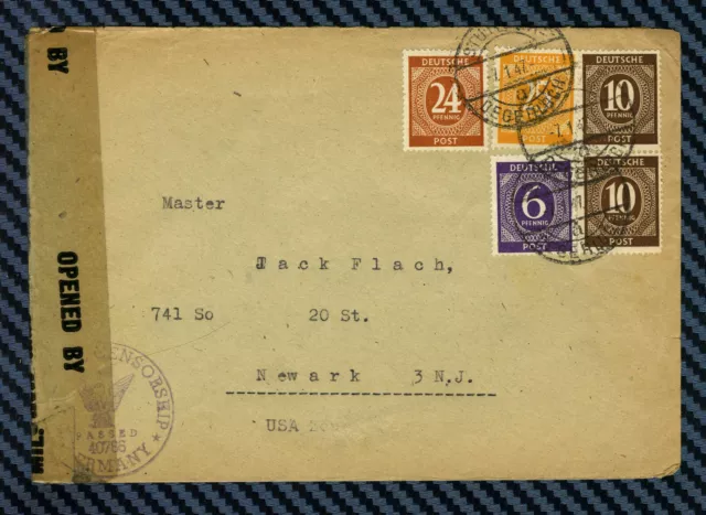 Censure américaine - Lettre de STUTTGART US ZONE (Allemagne) pour les USA - 1947
