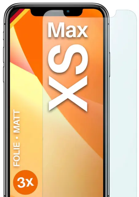 3x Schutzfolie Matt für Apple iPhone Xs Max Displayschutz Handyfolie Anti Reflex