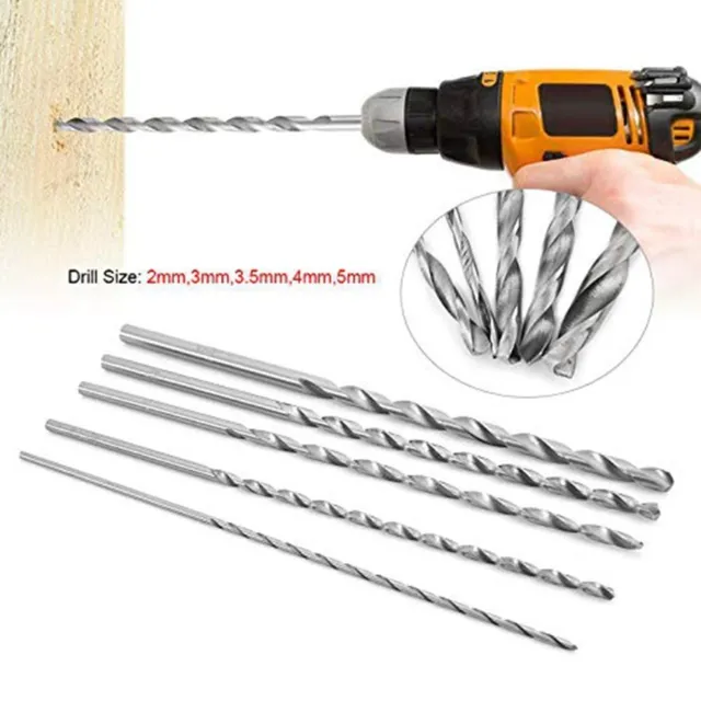 5pcs set Extra Long Precision HSS Twist drill bit 2mm,3mm,3.5mm,4mm,5mm A672