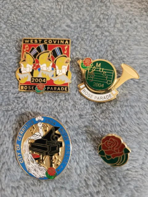 Rose Parade Of California Lapel, Pins 2004,Lots Of Four Pins Use On Hat Backpacs