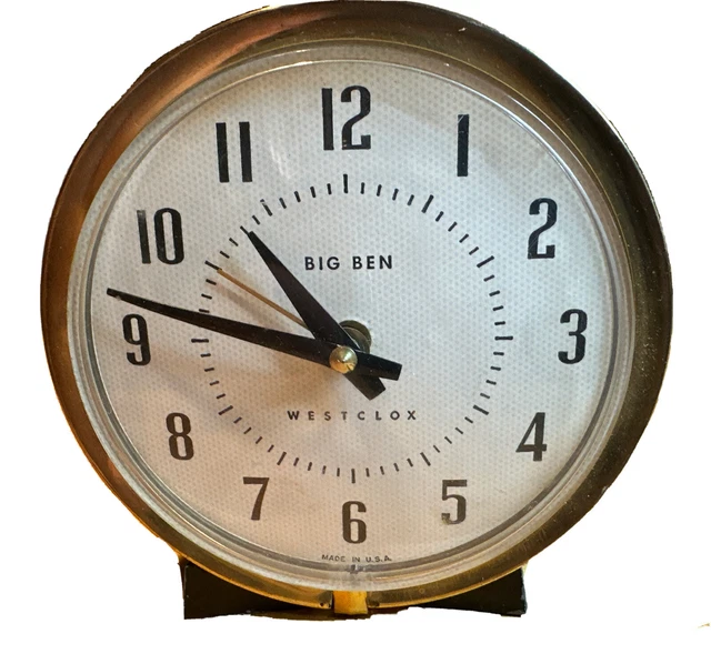 VINTAGE ROUND BIG BEN Westclox Wind Up Alarm Clock Working Loud and