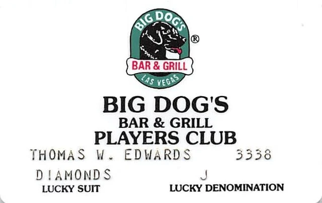 Big Dog's Bar & Grill - Las Vegas, NV - RARE 3rd Issue Slot Card