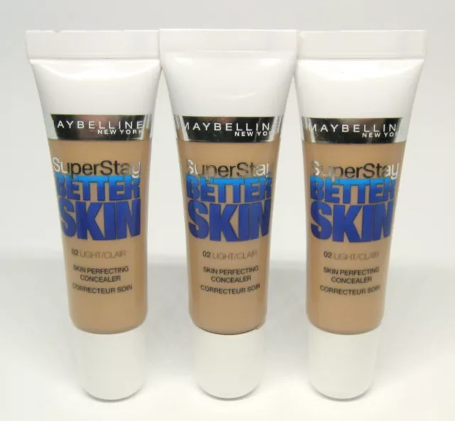 3 x MAYBELLINE SuperStay BETTER SKIN CONCEALER  02 LIGHT / CLAIR