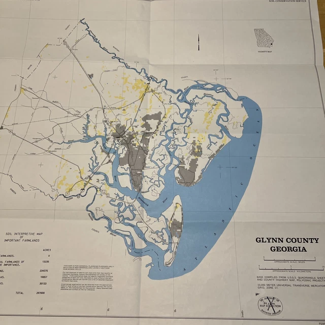 1982 MAP OF Glynn County GA Interpretive Map of Important Farmlands 9.