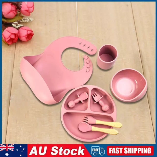 8 Pcs Baby Silicone Tableware Set BPA Free Baby Dinnerware for Baby Self Feeding