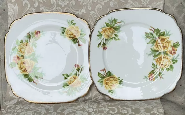 Royal Albert Tea Rose Yellow Floral Set of 2 Bone China 7’  Salad Plates England